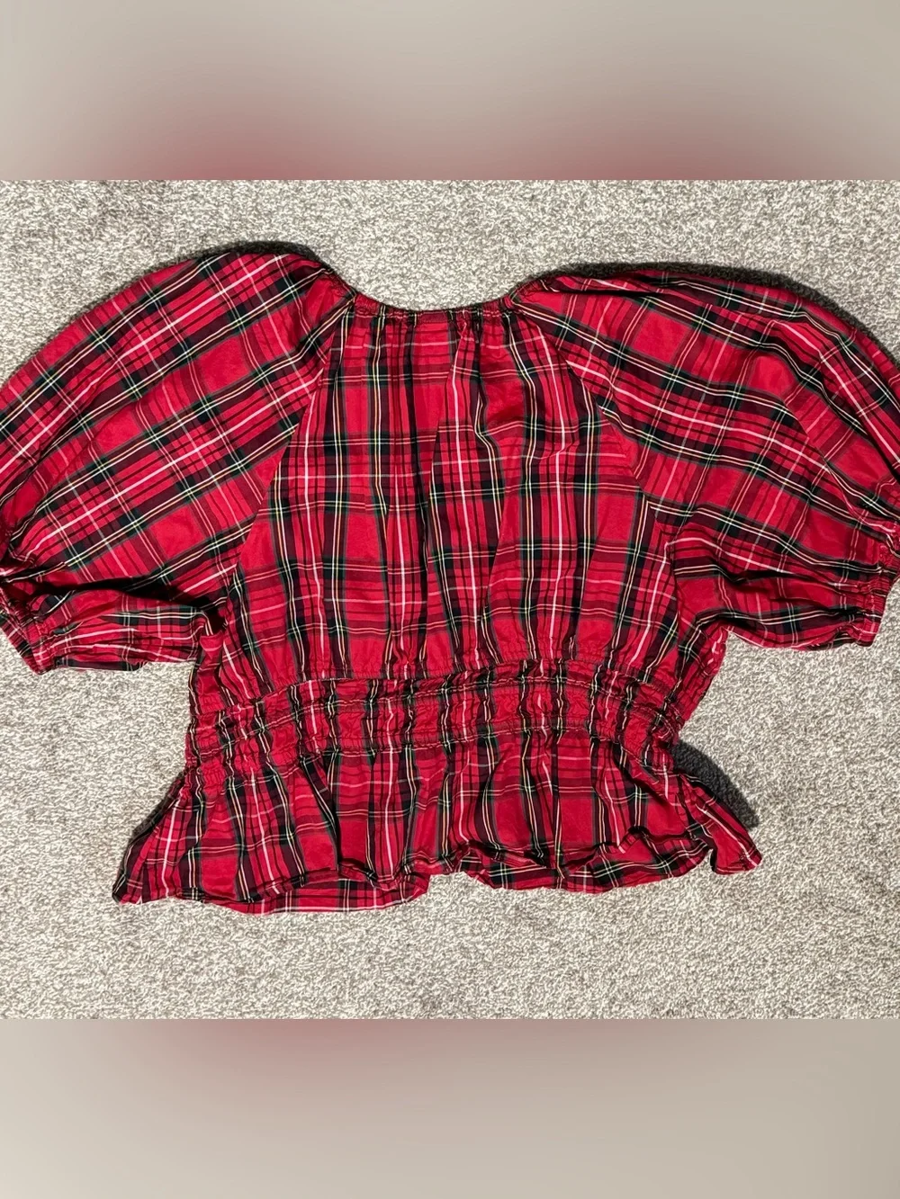 Red Plaid Peplum Top